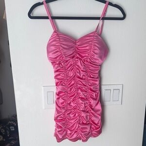 Pin Up Girl Ruched Satin Pink Swim Suit